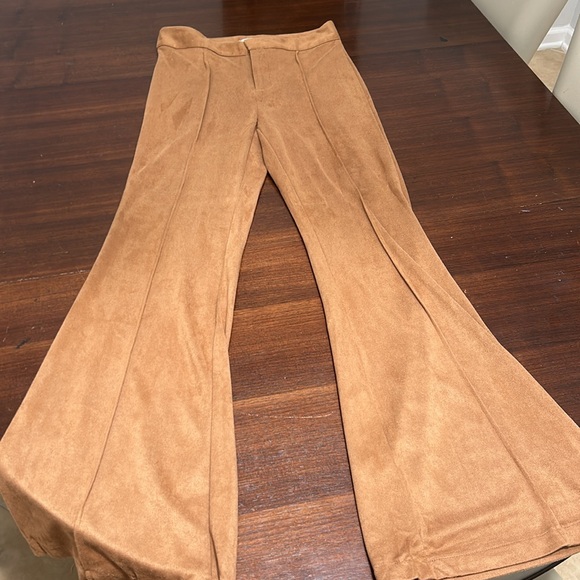 Nwt camel faux suede flare trousers - Picture 2 of 6
